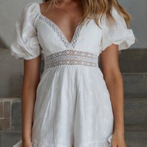 Mika and Gala Romper Desert Rose Puff Sleeve White Eyelet Cottagecore Boho Chic